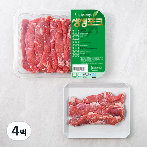 생생포크 한돈 무항생제 인증 갈매기살 구이용 (냉장), 300g, 4팩