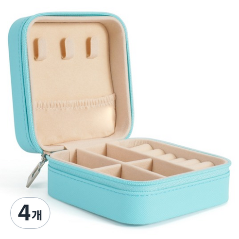 세컨드베스트 미니 수납함 휴대용 악세사리 보관함 10 x 10 x 5 cm, 스카이블루, 4개