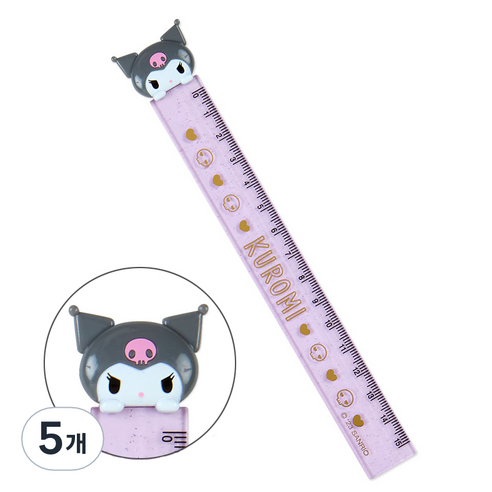 아오이마켓 산리오 쿠로미 마스코트 슬림 자 15cm, 혼합색상, 5개