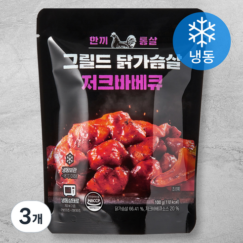 한끼통살 그릴드 닭가슴살 저크바베큐 (냉동), 100g, 1개입, 3개