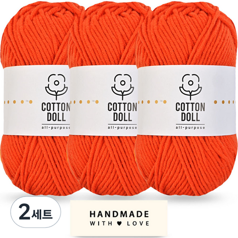 니뜨 코튼돌실 50g x 3p + 코튼 라벨 세트, 2세트, 8 자몽