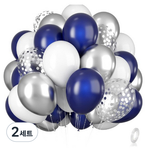 만들하비 컨페티 풍선 세트, 블루실버, 2세트