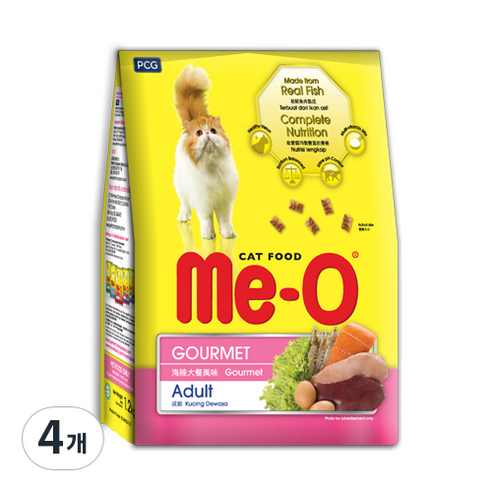 MeO 어덜트용 고양이 고메 건식사료, 1.1kg, 닭, 4개