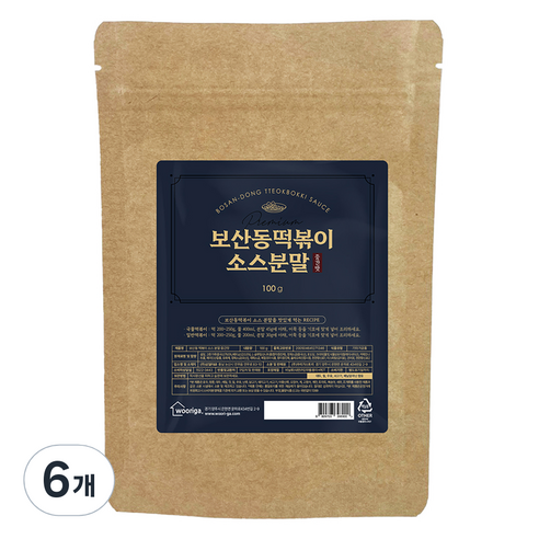 우리가스토리 보산동 떡볶이 소스 분말 중간맛, 6개, 100g