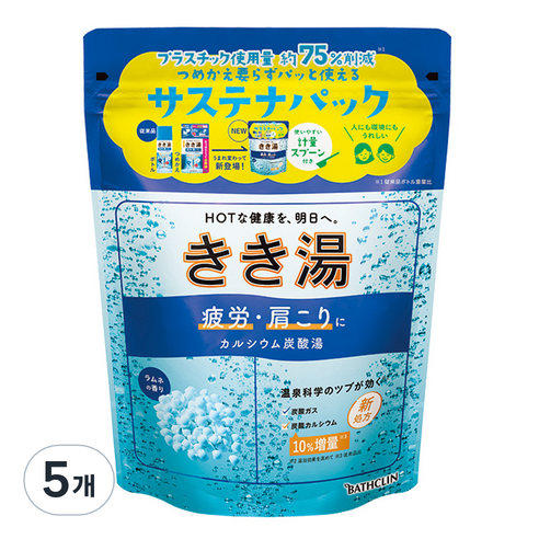 키키유 칼슘 탄산입욕제 라무네향, 360g, 5개