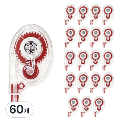 롱 수정테이프, 레드, 60개