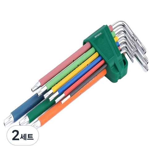 사타 컬러 핸들 롱 별 렌치 9종 세트 09702CH, 2세트