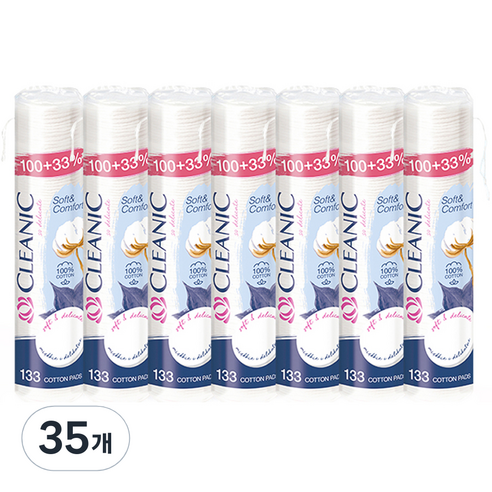 클레아닉 Pro Silk 소프트 앤 컴포트 화장솜, 133매입, 35개
