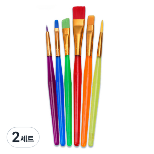 블랙트리 레인보우 미술 수채화 붓 세트, 2세트, 6종