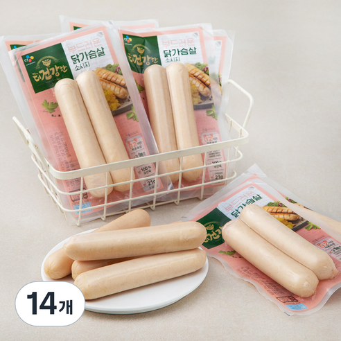 더건강한 닭가슴살 소시지, 120g, 14개