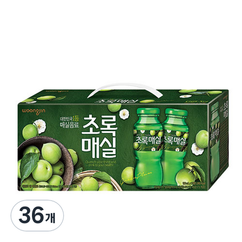 웅진 초록매실 음료선물세트, 180ml, 36개