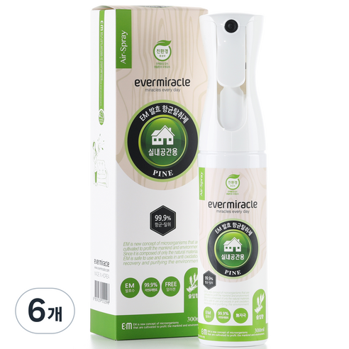 에버미라클 EM 발효 탈취제 본품 파인향, 300ml, 6개