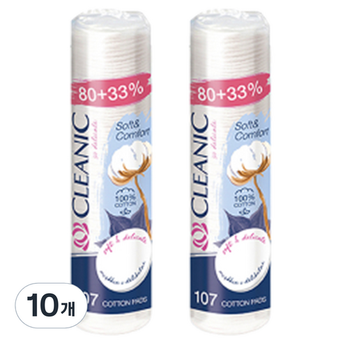 클레아닉 Pro Silk 소프트 앤 컴포트 화장솜, 107매입, 10개