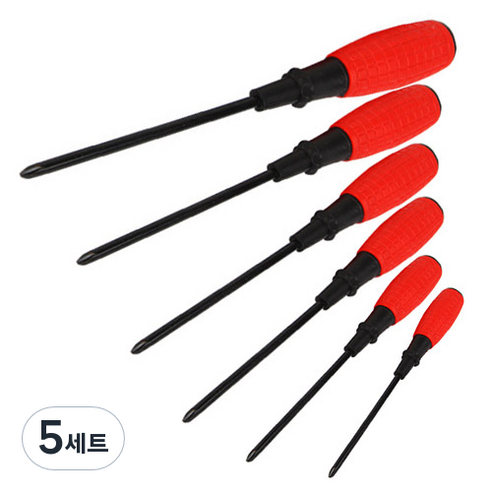 OON 고무자루 십자 드라이버 6종 세트, 5세트
