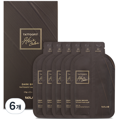 563랩 타투핏 헤어 컬러 염모제 5p, 02 다크브라운, 6개