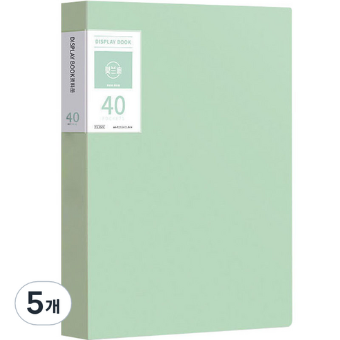 서류정리 A4 클리어파일 40p, 그린, 5개