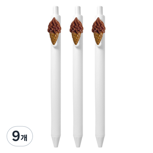 큐티파츠 젤펜 소프트 콘 아이스크림 0.5mm, 초코, 9개