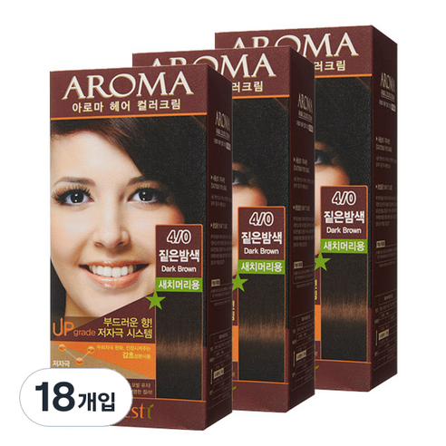 에네스티 아로마 염모제 새치머리용, 4/0 짙은밤색, 18개