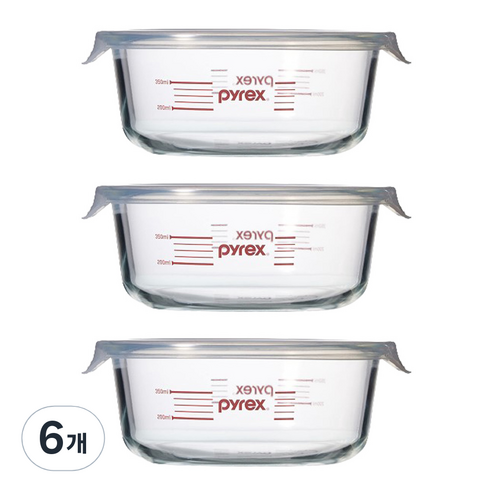 파이렉스 계량 저장용기 원형 620ml, 6개, 단품