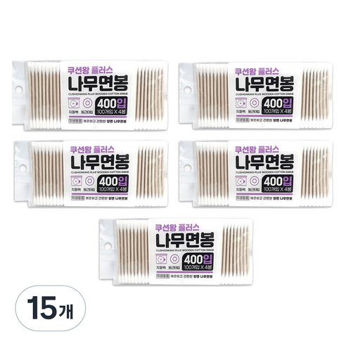 UH홈데코 나무면봉, 15개, 400개입