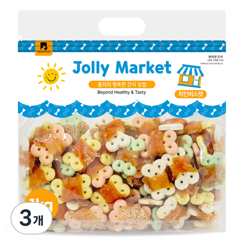 졸리마켓 강아지 대용량 육포 수제 간식, 치킨비스켓, 1kg, 3개