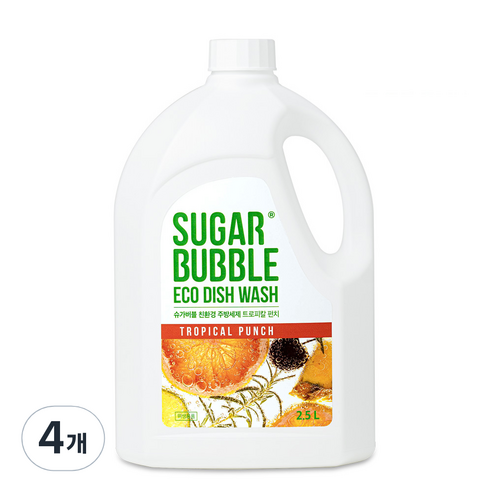 슈가버블 친환경 주방세제 트로피칼 펀치, 2.5L, 4개