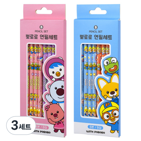 뽀로로 연필 B 2종 x 8p 세트, 혼합, 48개입