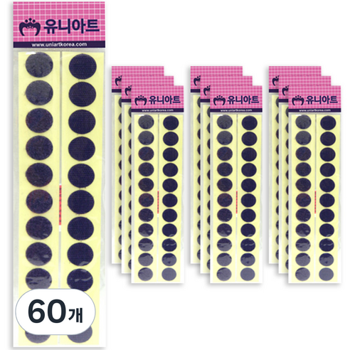 유니아트 원형찍찍이 20mm 보라, 60개