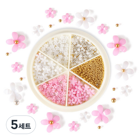 진주꽃 네일 스톤 세트 KN-S2032, 5세트, 혼합색상