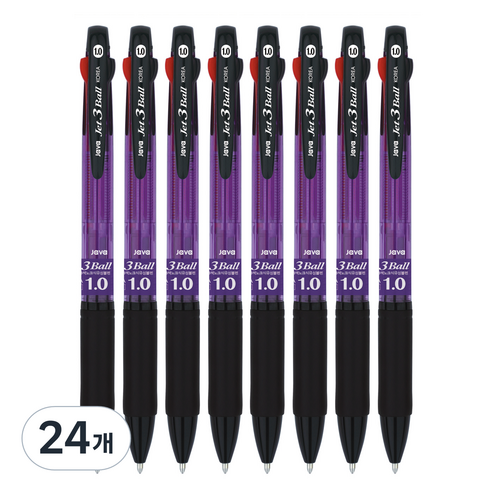 자바펜 제트 3볼 멀티펜 1.0mm, 퍼플, 24개