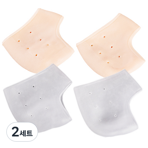 라이프플러스 실리콘 뒤꿈치 보호패드 C21D 좌우 구멍있는 얇은 패드 살색 + 흰색 혼합 세트, 2세트