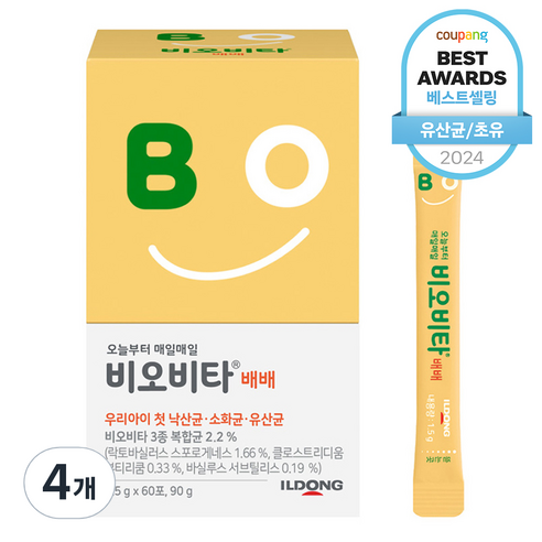 비오비타 배배 유아 유산균, 60회분, 90g, 4개
