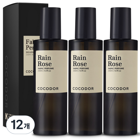 코코도르 룸 앤 패브릭 퍼퓸 섬유탈취제, 250ml, 12개, 레인 로즈