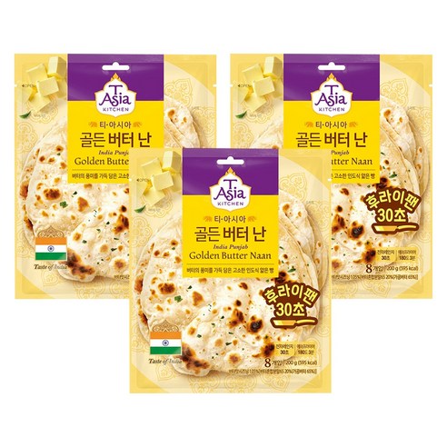 티아시아키친 골든 버터 난 8p, 200g, 3개