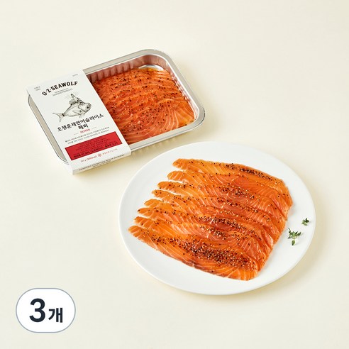 OZEN 훈제연어 슬라이스 페퍼 (냉장), 180g, 3개