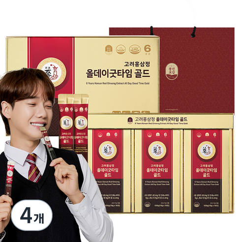풍년보감 6년근 고려홍삼정 올데이굿타임 골드 30포 선물세트+쇼핑백, 300g, 4개