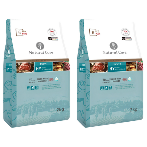네츄럴코어 전연령 강아지 에코플러스6 건식사료, 소, 2kg, 2개