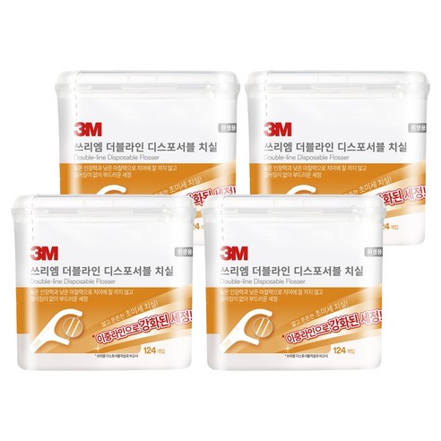 쓰리엠 디스포서블 치실 벌크 더블라인, 2cm, 124개입, 4개