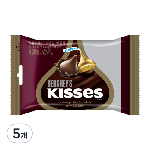 키세스 허쉬 크리미 밀크 초콜렛, 146g, 5개