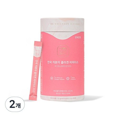 안국건강 저분자 콜라겐 비피더스 60p, 132g, 2개