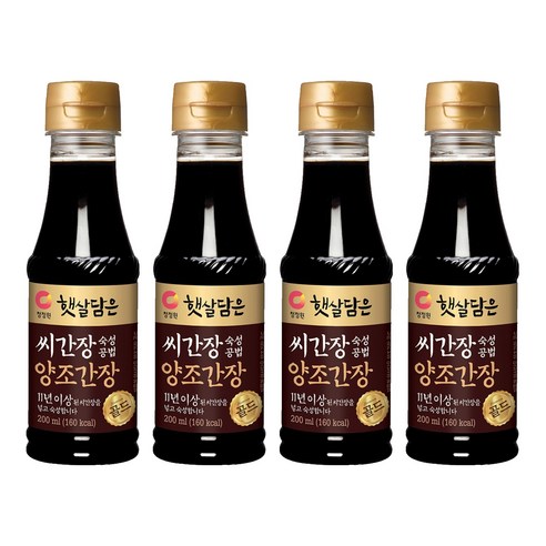 대상 청정원 씨간장 숙성 양조간장 골드, 200ml, 4개
