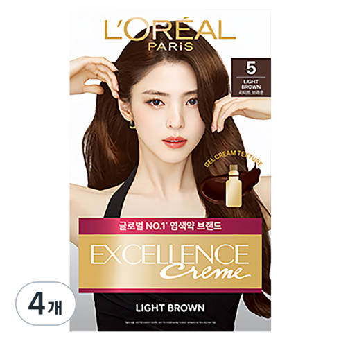 로레알파리 NEW 엑셀랑스 크림, 5호 라이트 브라운, 4개