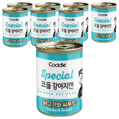 코들 강아지 캔, 닭고기와 씨푸드, 400g, 8개