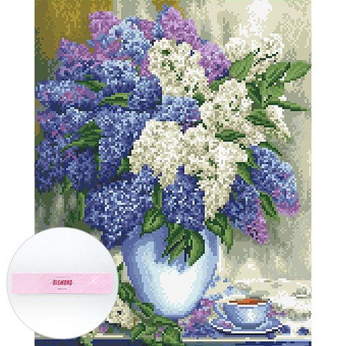 디클레어 DIY 패브릭형 보석십자수 패키지 세트 50 x 40 cm, F6007 라벤더의 추억, 1세트