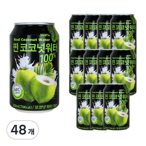 파모빗 찐 코코넛워터 100% 음료, 330ml, 48개
