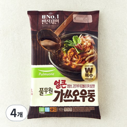 풀무원 얼큰 가쓰오 우동 2인분, 467.6g, 4개