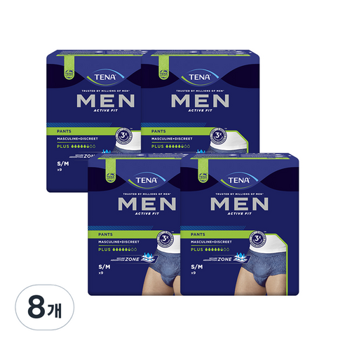 테나 남성용 언더웨어, 중형, 9개입, 8개