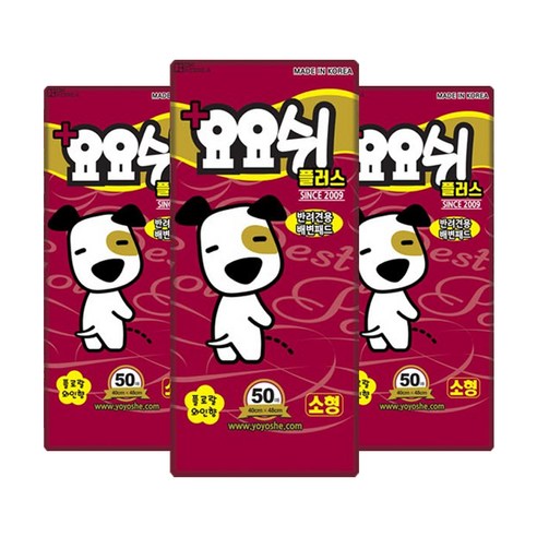 요요쉬 플러스 강아지 배변패드 플로랄와인향, 소형(40 x 48 cm), 50개입, 3개