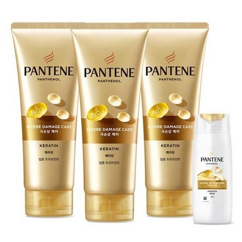팬틴 케라틴 극손상케어 트리트먼트 220ml 3p + 샴푸 90ml 세트, 1개