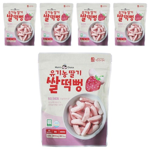 맛있는풍경 유기농 딸기 쌀떡뻥, 딸기맛, 25g, 5개